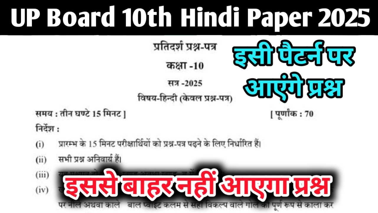 UP Board 10th Hindi Important Question 2025